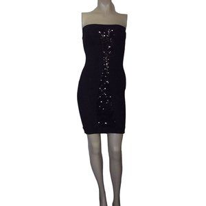 Quontum 6 Black Strapless Sequin Insert Sexy Tube Dress bodycon clubwear small